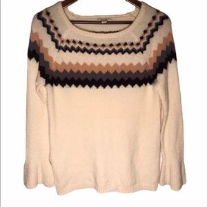 Kensie Cream Boho Fuzzy Sweater